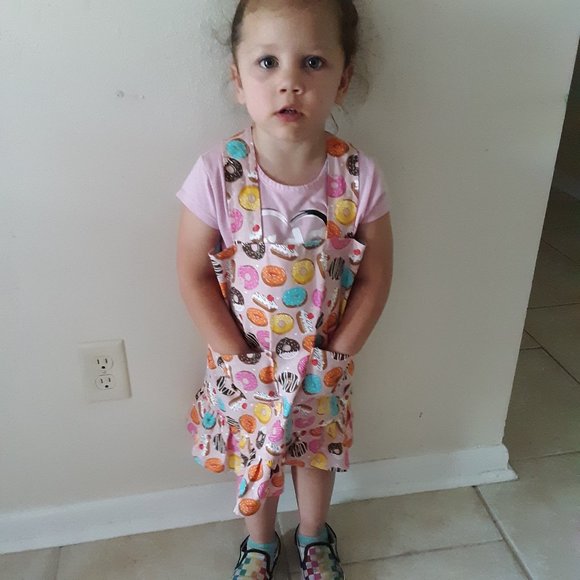 Girl's Cross Back Apron SZ 2-4 - Picture 5 of 7